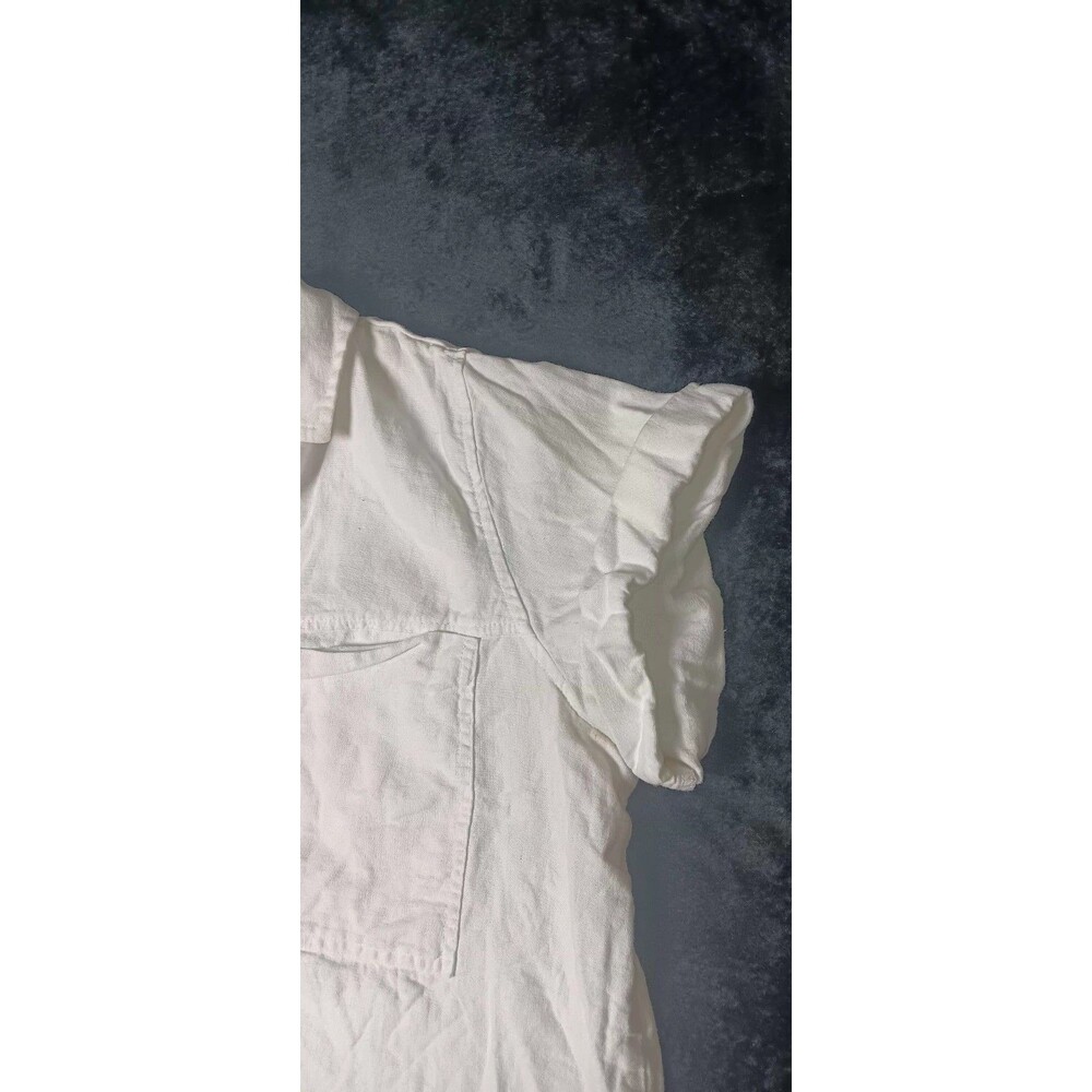 Universal Thread Linen Blend Short Sleeve Button Up Shirt L White Coastal Beach - Picture 4 of 11
